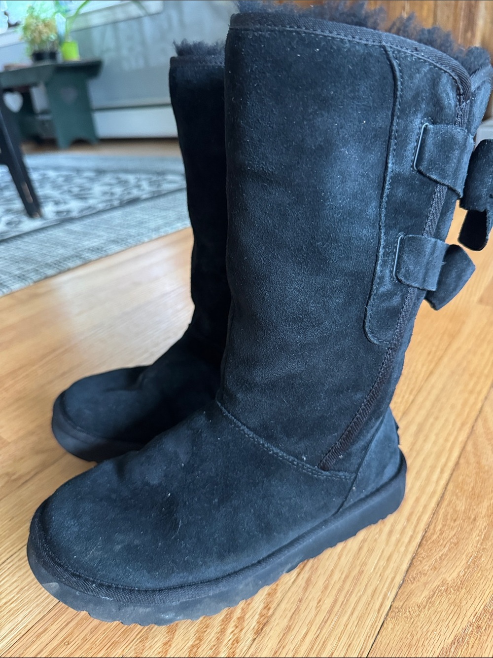 Black bow UGG boots